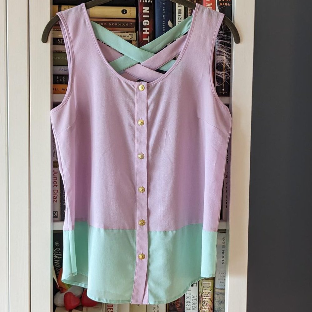Sweet & Gauzy Lavender & Mint Tank Top // Size M